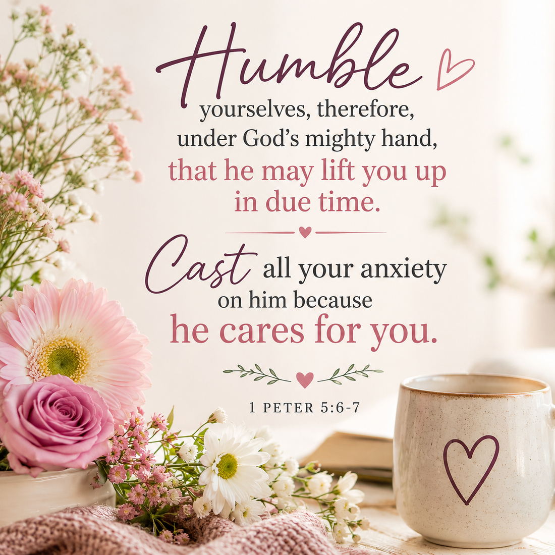 Give Your Worries to God and Find Peace | 1 Peter 5:6-7 | Bible Verse of the Day